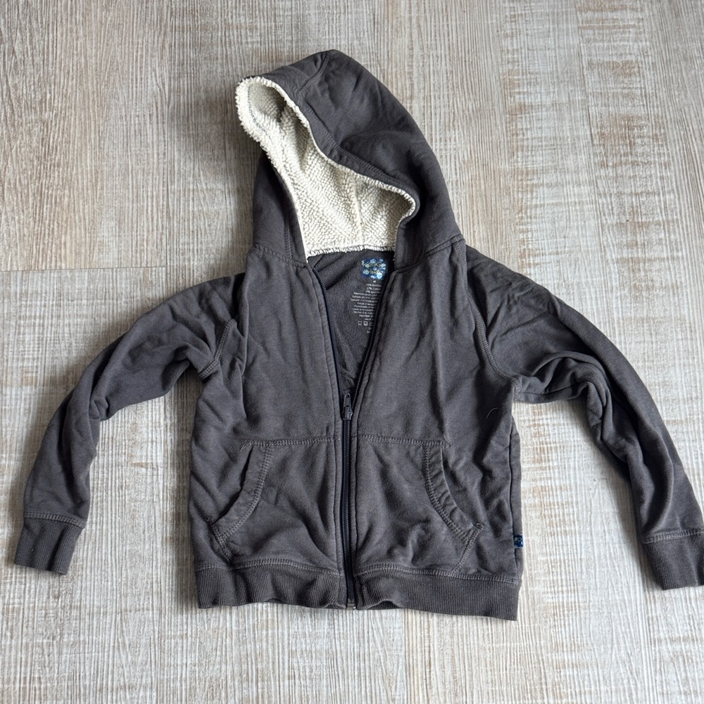 Kickee Pants Brown Hooded Sherpa-Lined Zip Sweatshirt
